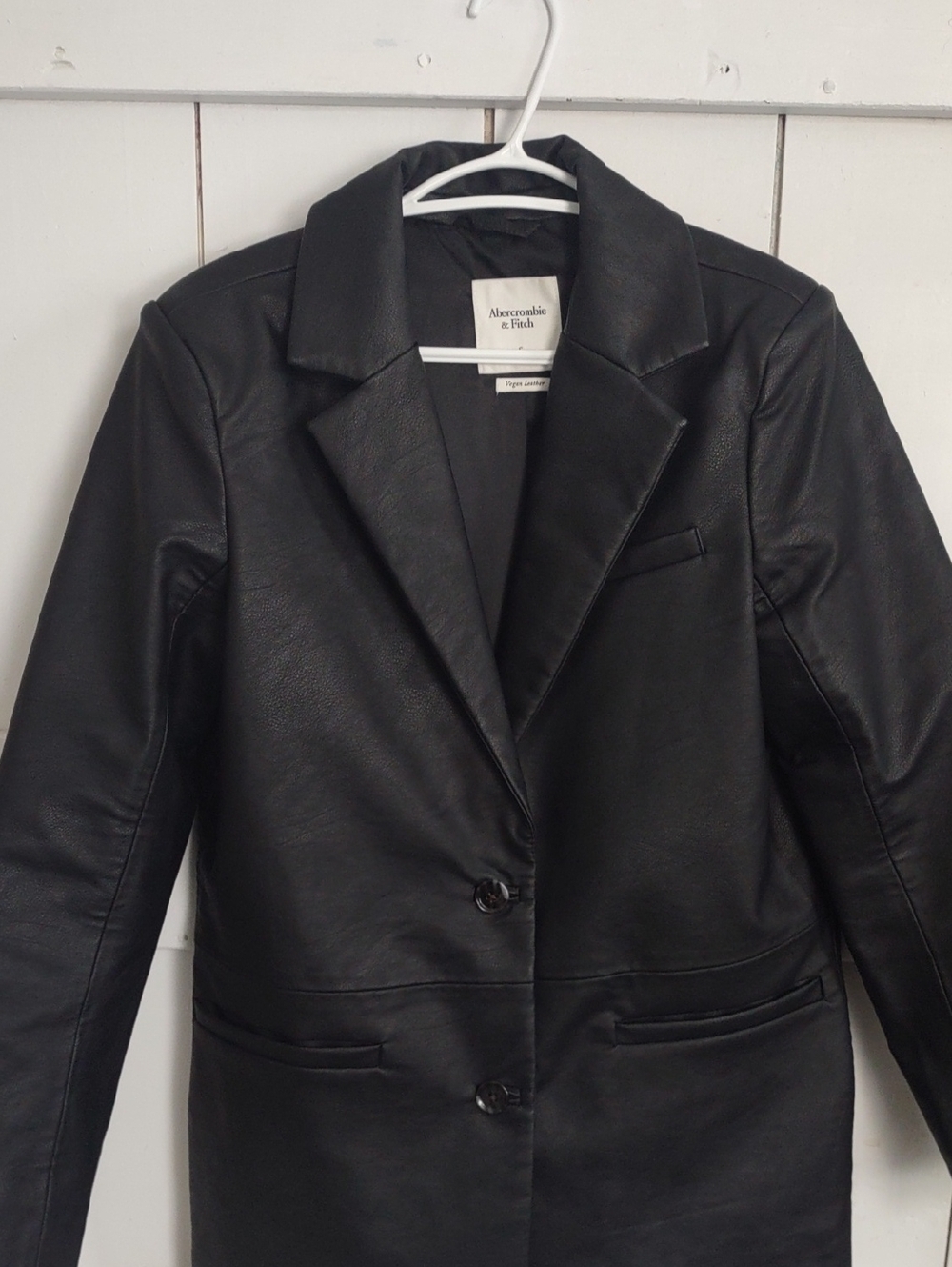 Abercrombie & Fitch Women's Black Faux Leather Blazer Jacket